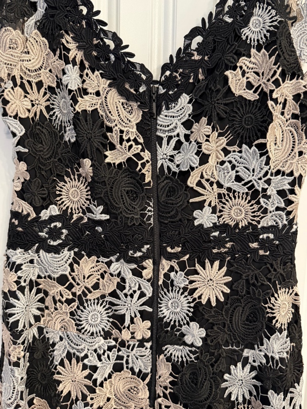 Nanette Lepore High Roller Dress Floral Lace V Neck Asymmetrical Black 4 - Picture 13 of 13